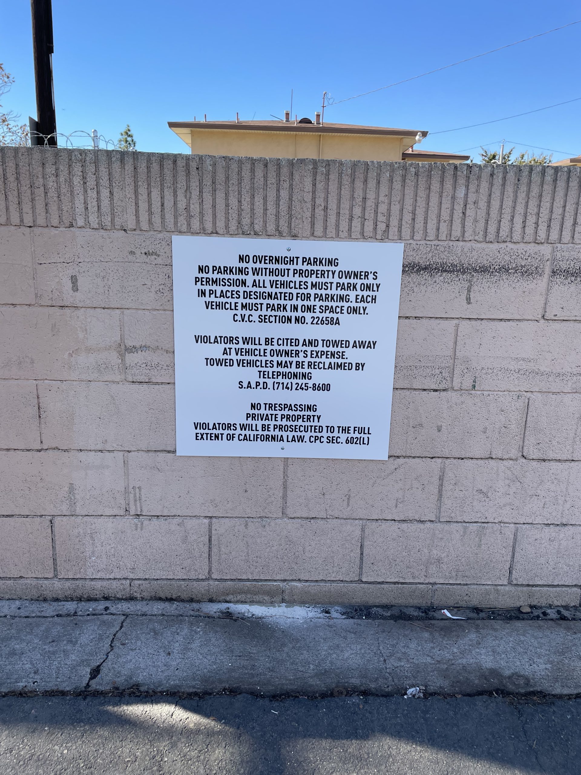 Wall Mounted Private Property, No Trespassing Sign